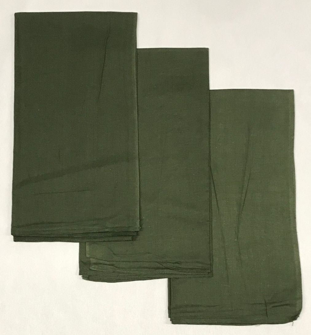 Swiss Military Olive Drab Cotton Bandana 31" x 33" NOS Lot of 3