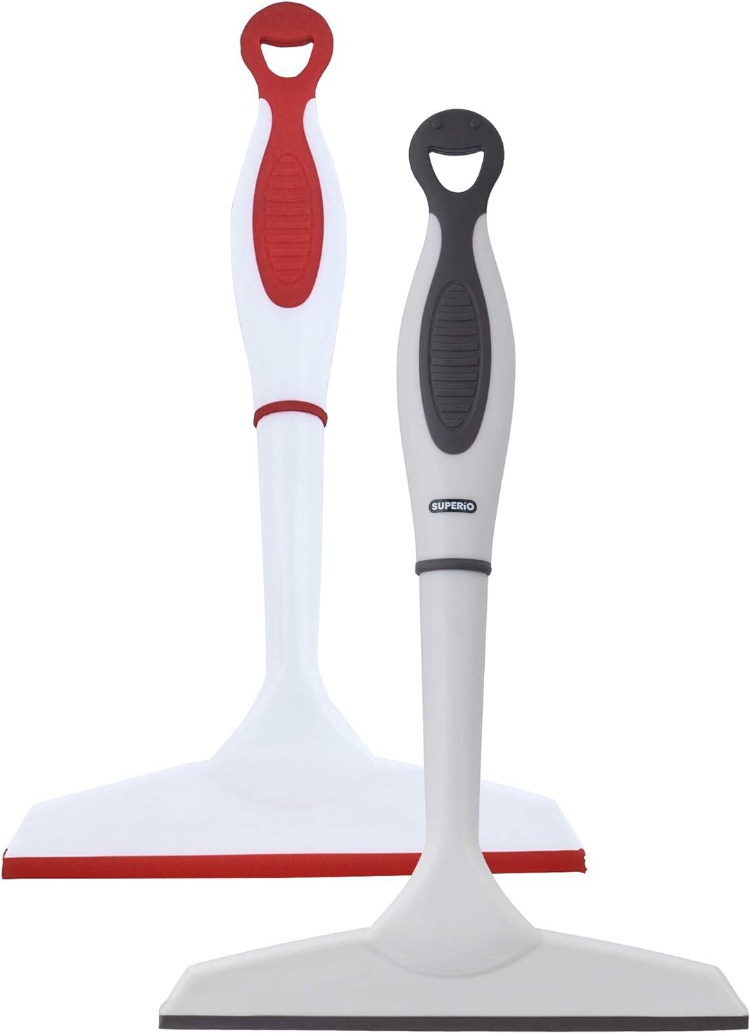 Superio 6" Window Rubber Squeegee with Hanging Loop, 2 Pack, Red and Gray