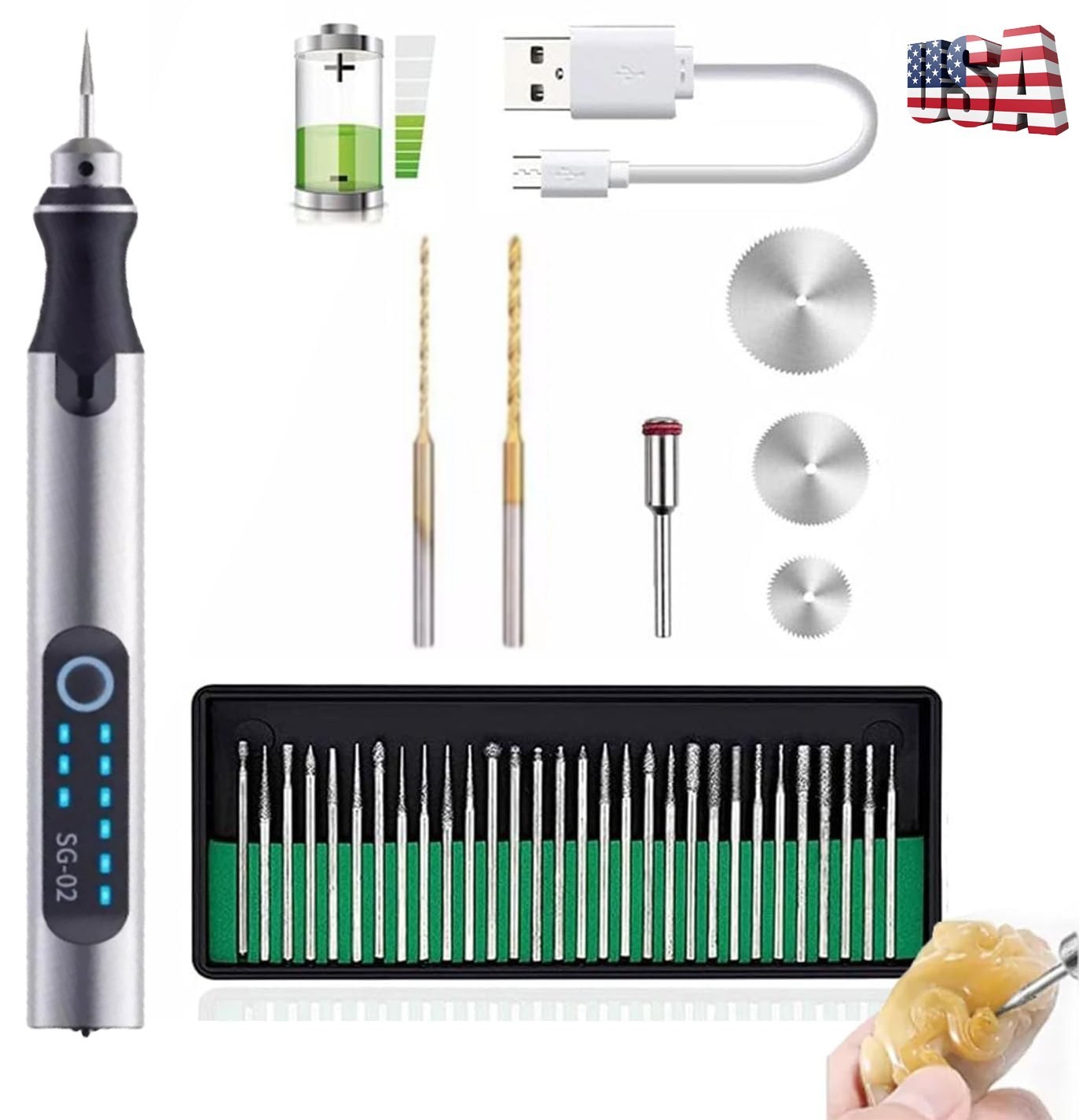 Cordless Electric Mini Drill Grinder Engraving Pen Variable Speed Rotary Tool