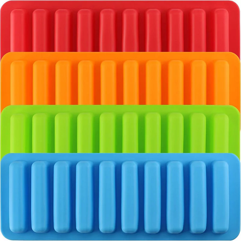 Long Strip Silicone Mold 10 Cavity Finger Shaped Chocolate Rectangular Cereal