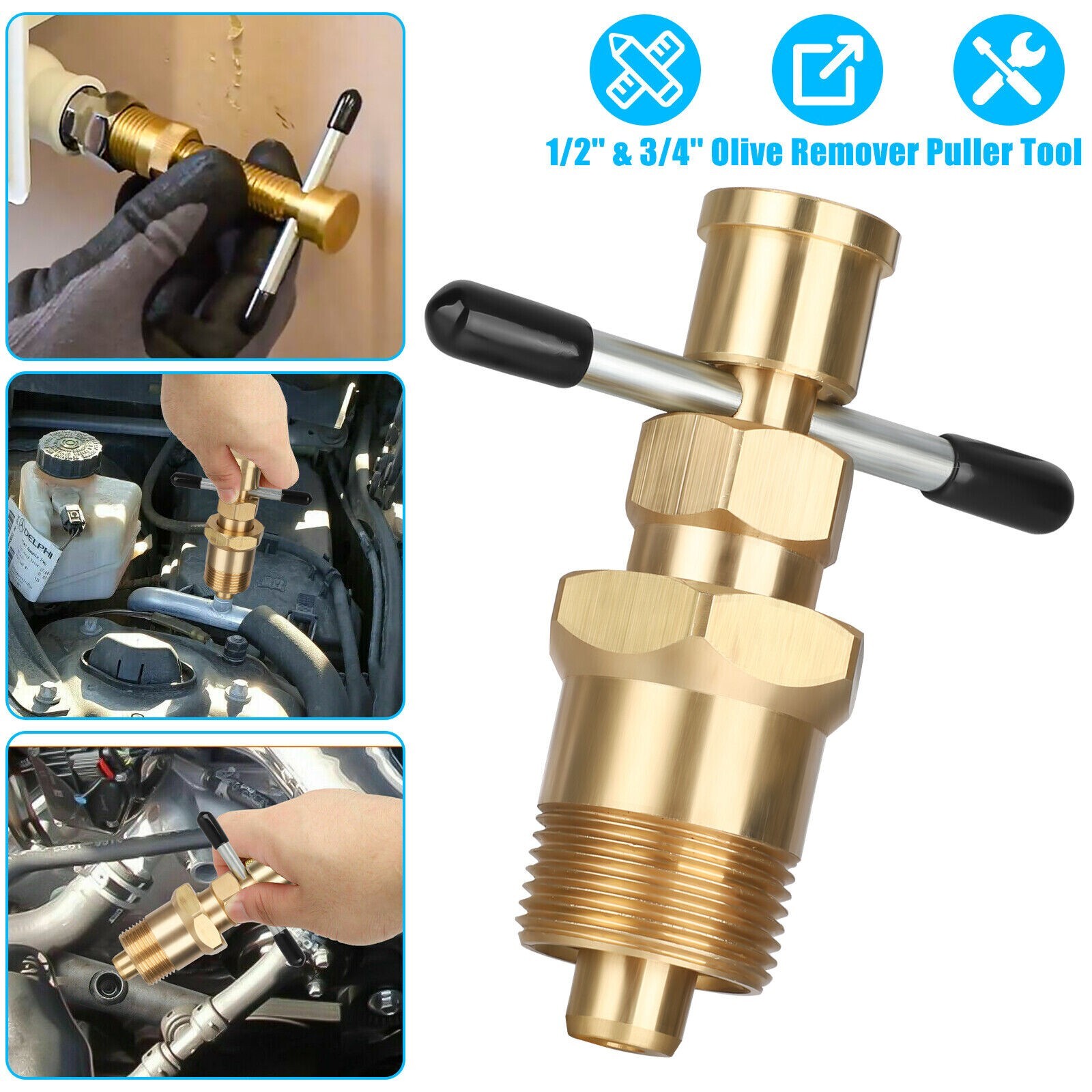 Brass Pipe Olive Remover Ferrule Puller Tool Copper Pipe Fittings 1/2'' & 3/4''