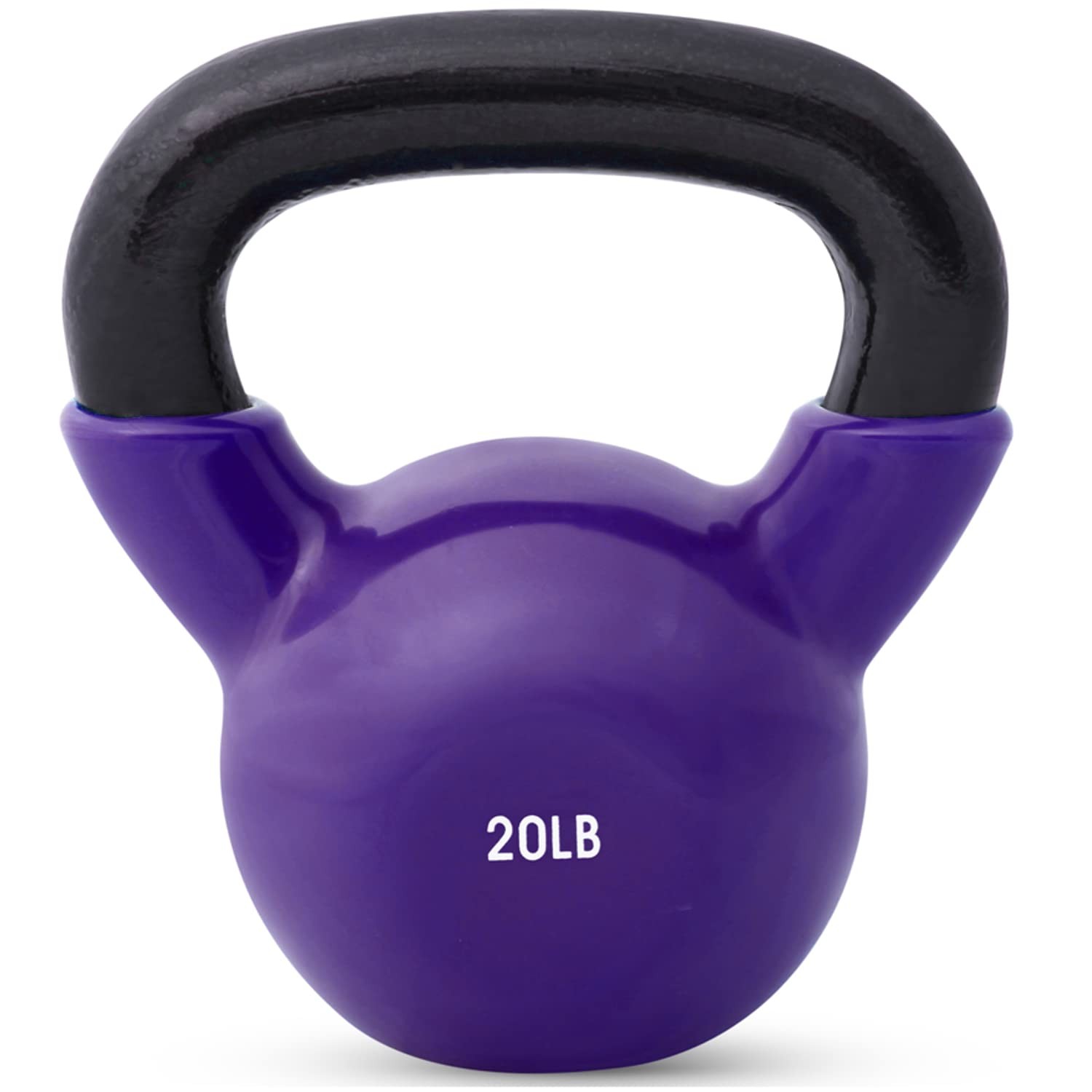 Vinyl-Coated Cast Iron Kettlebell Weight – Flat Bottom Kettlebell for Strengt...