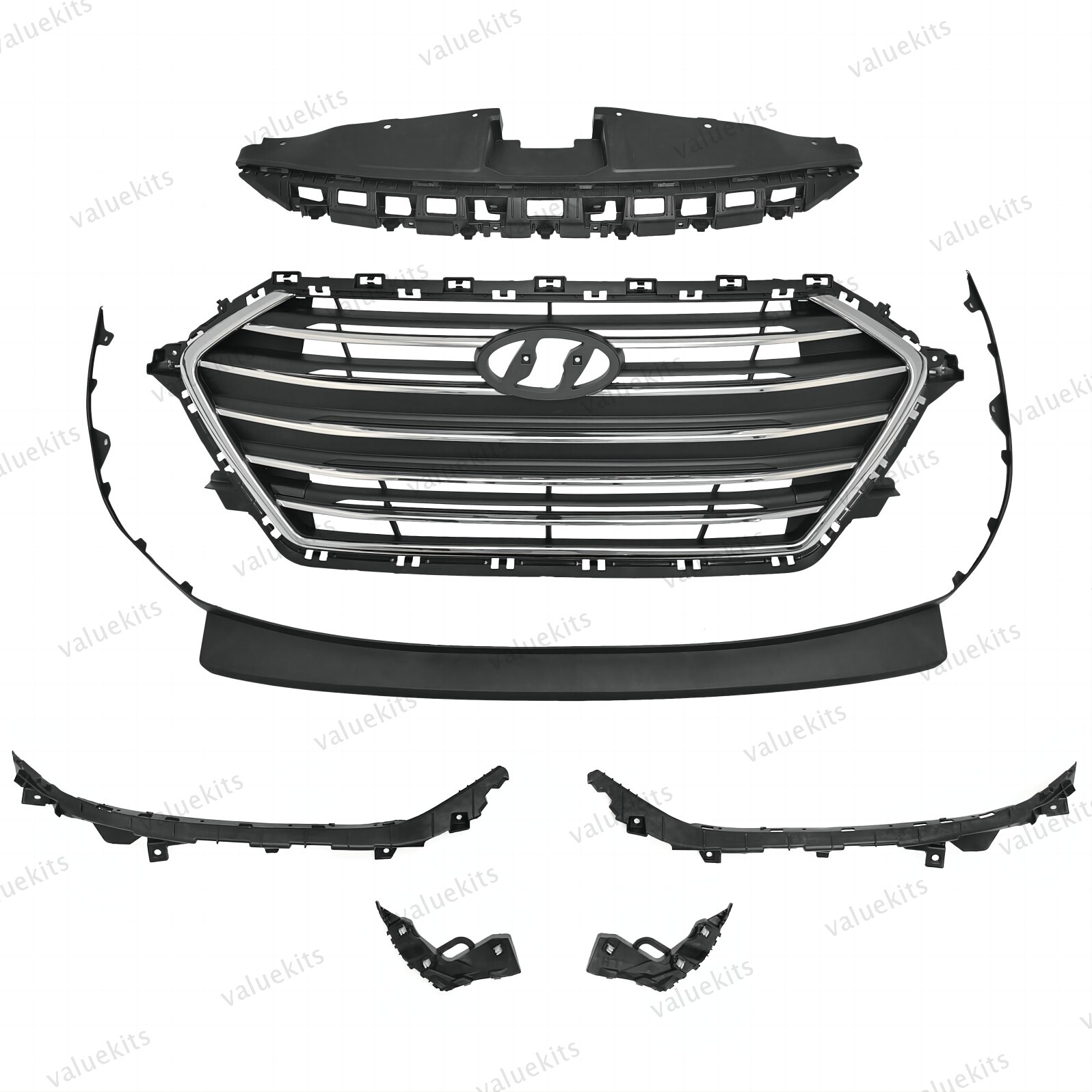 7PC For Elantra 2017 2018 Radiator Cover Grille Headlight Bumper Bracket Kit