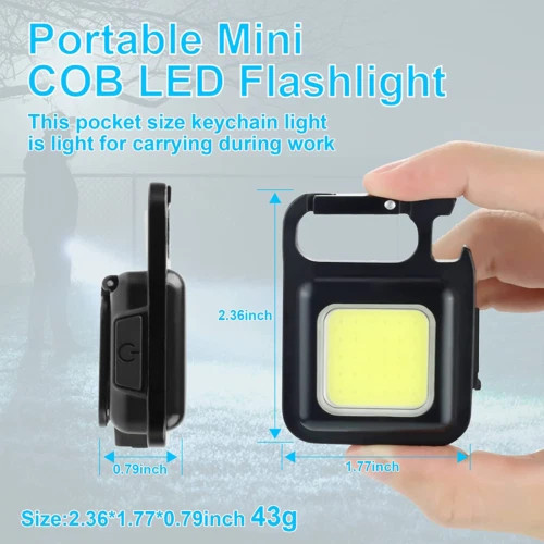 800 Lumens Mini COB Flashlights Bright Rechargeable Keychain Small Flashlight