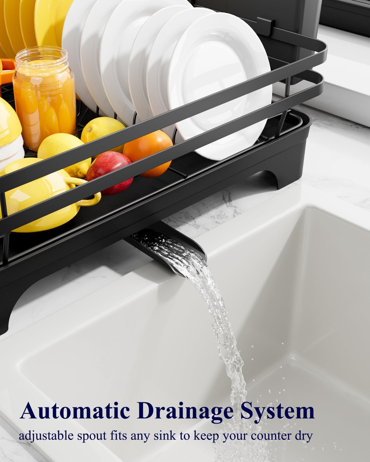 Dish Drying Rack - Multi-Functional Dish Rack for Kitchen Counter with Cutler...