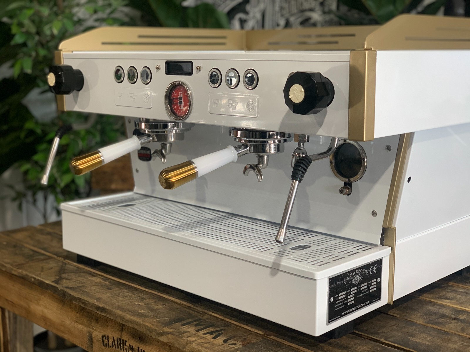 LA MARZOCCO LINEA PB 2 GROUP WHITE & GOLD ESPRESSO COFFEE MACHINE