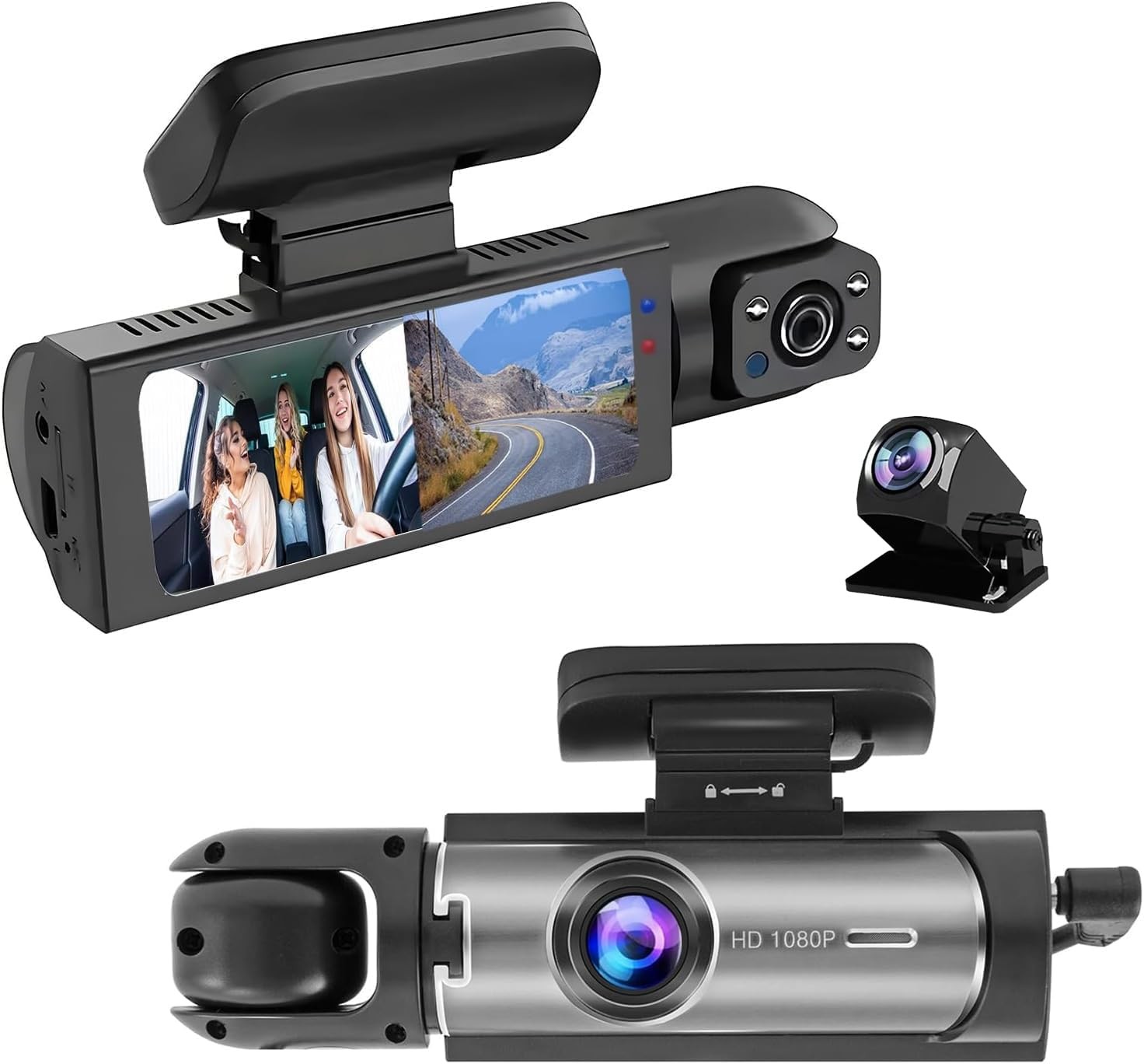 Dashcam Front and Rear Inside,Car Dash Cam for Cars,Driving Recorder with IR ...