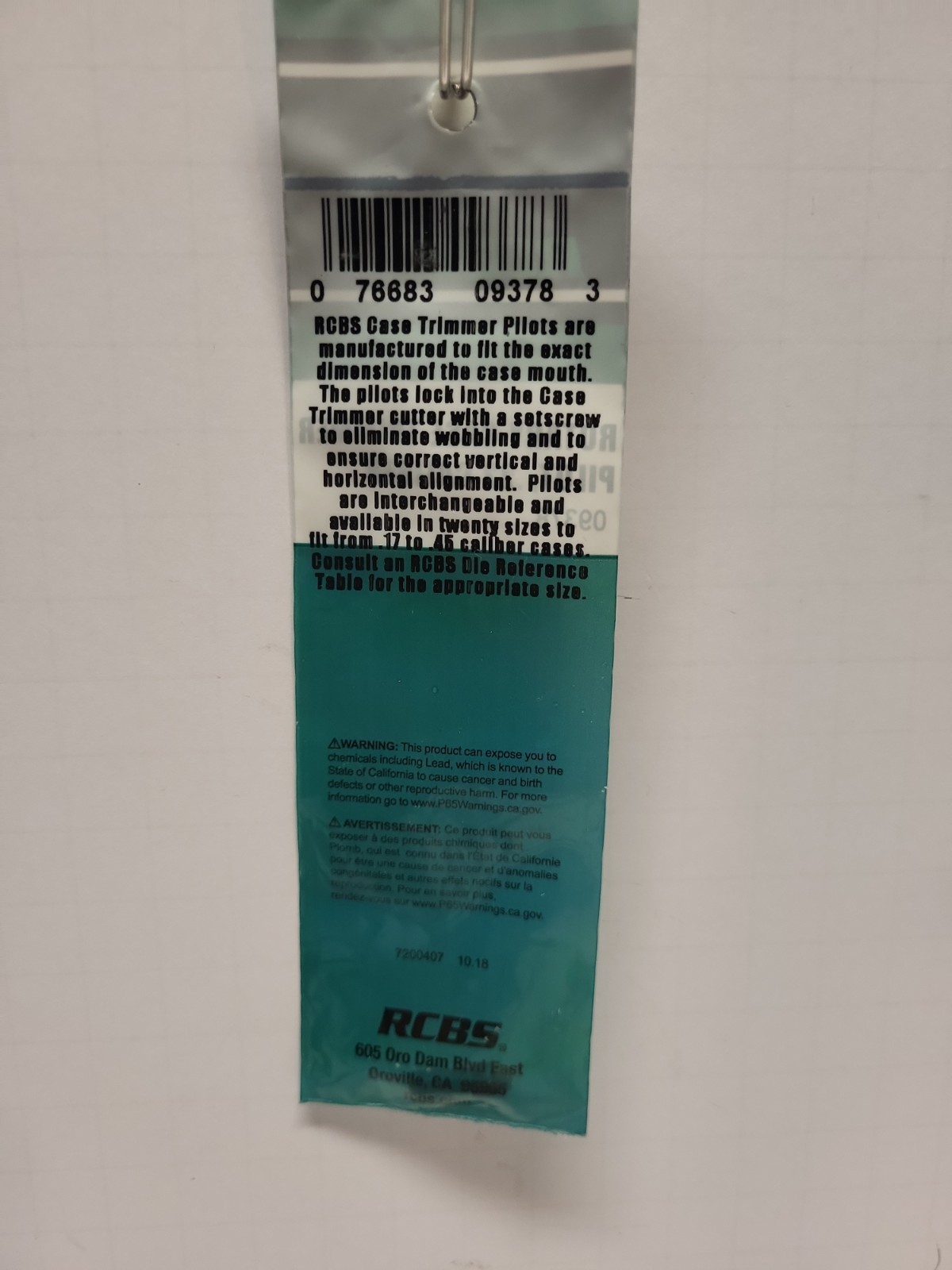 RCBS Rotary Case Trimmer Pilot .22 Caliber 09378