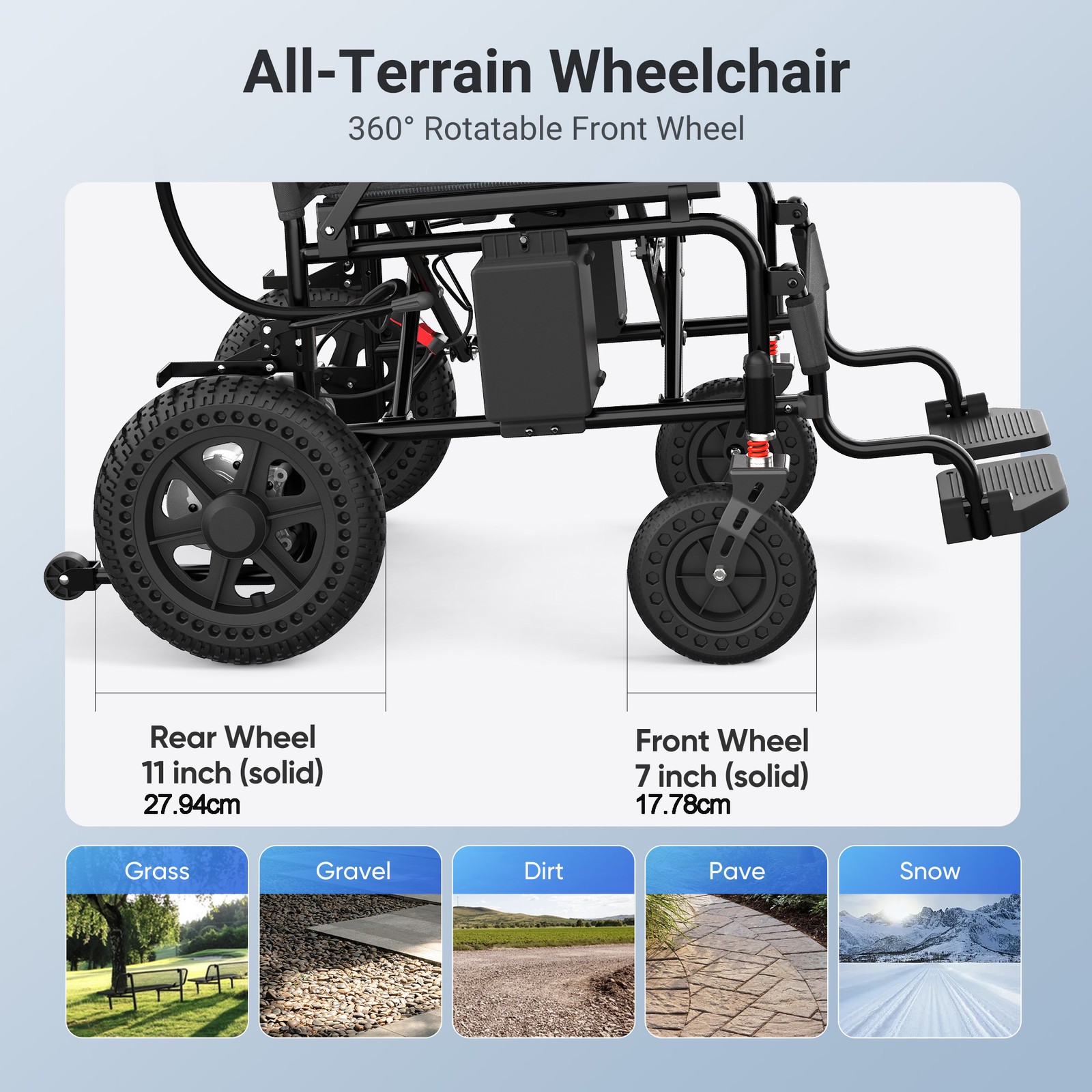 Foldable Intelligent Electric Power Mobility Wheelchair Power All Terrain