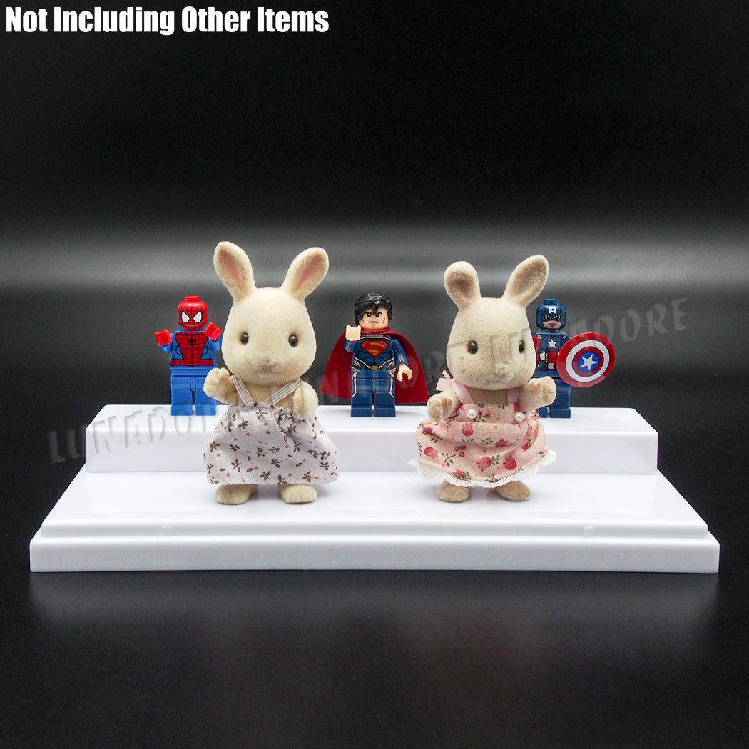 US Clear Acrylic Display Box Case 7.87" L Plastic 2 Step White Tray Dustproof UV