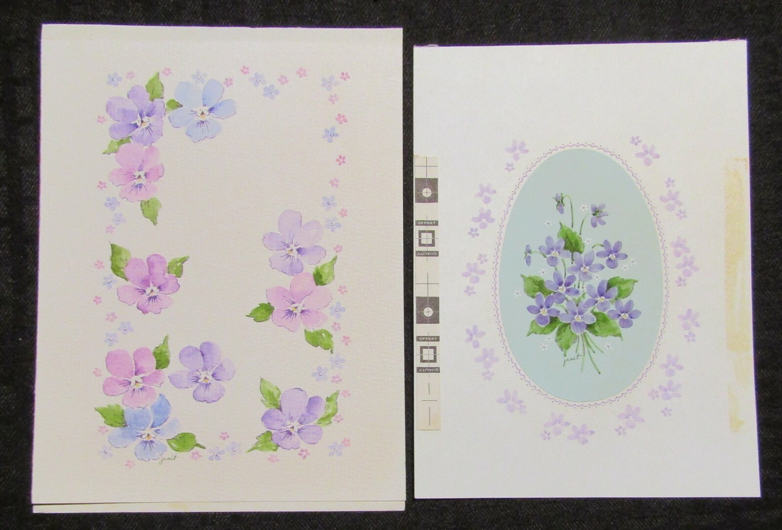 TO SOMEONE SPECIAL Violet & Purple Flowers 6x7.5" Greeting Card Art LOT of 2