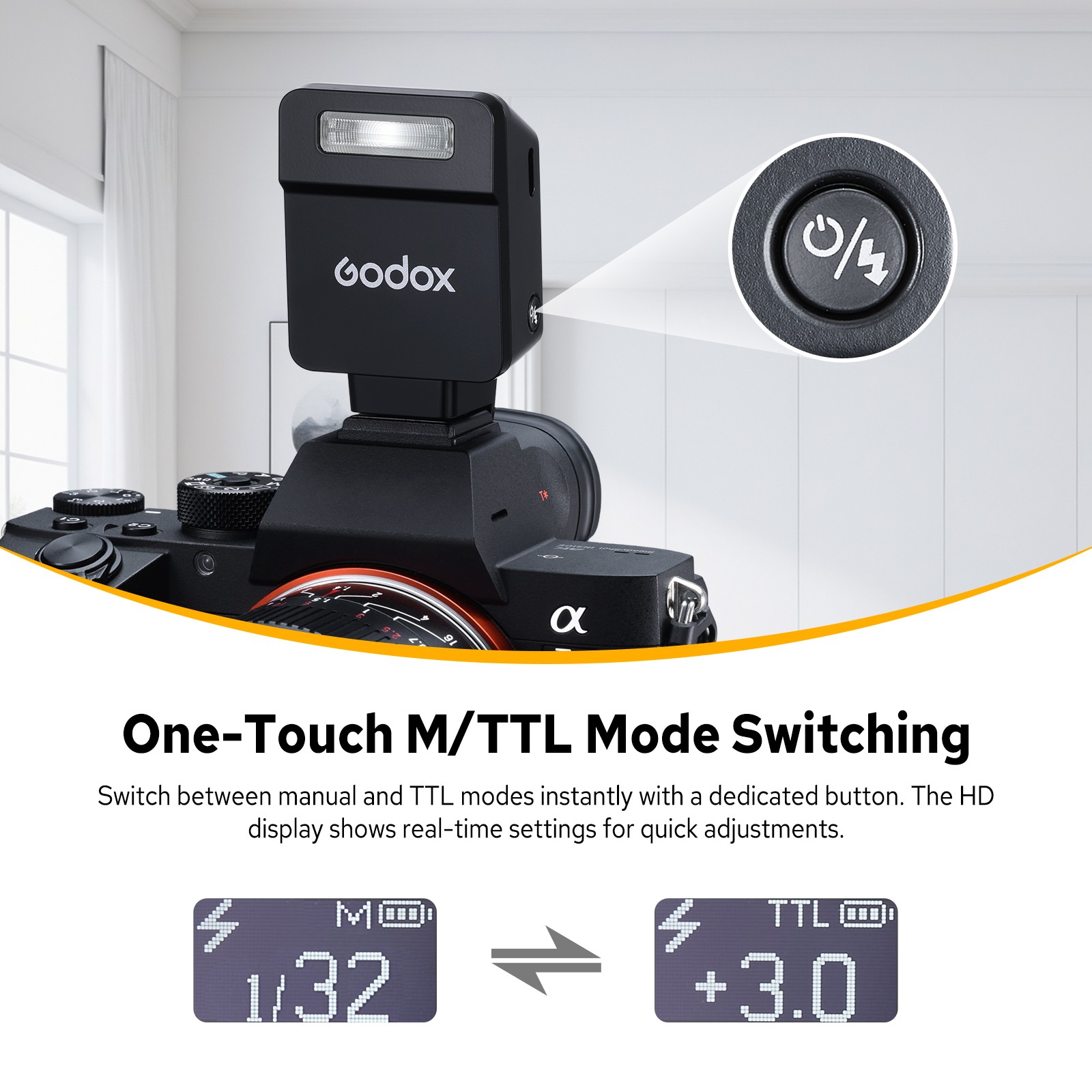 Godox iT22 S Mini TTL Flash for Sony Hot Shoe Triggering with Magnetic Diffuser