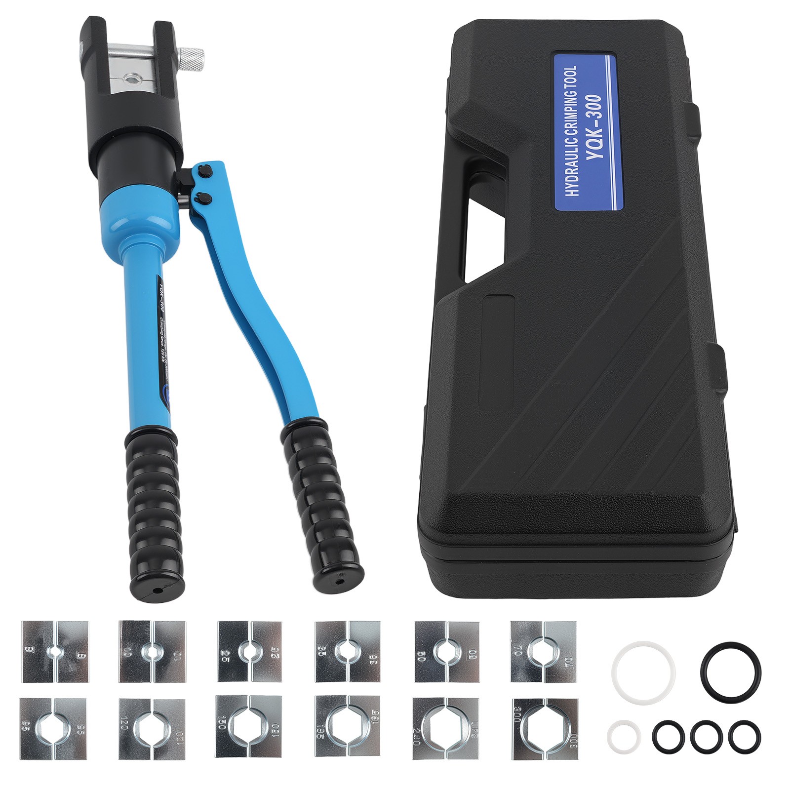 Commercial Grade Cable Terminal Crimper 16MT Hydraulic Tool with Chrome Dies Set