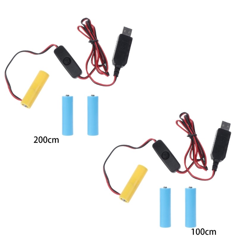 AA Dummy Battery Adapter USB Power Supply Cable with Switch Replace 3 AA Battery