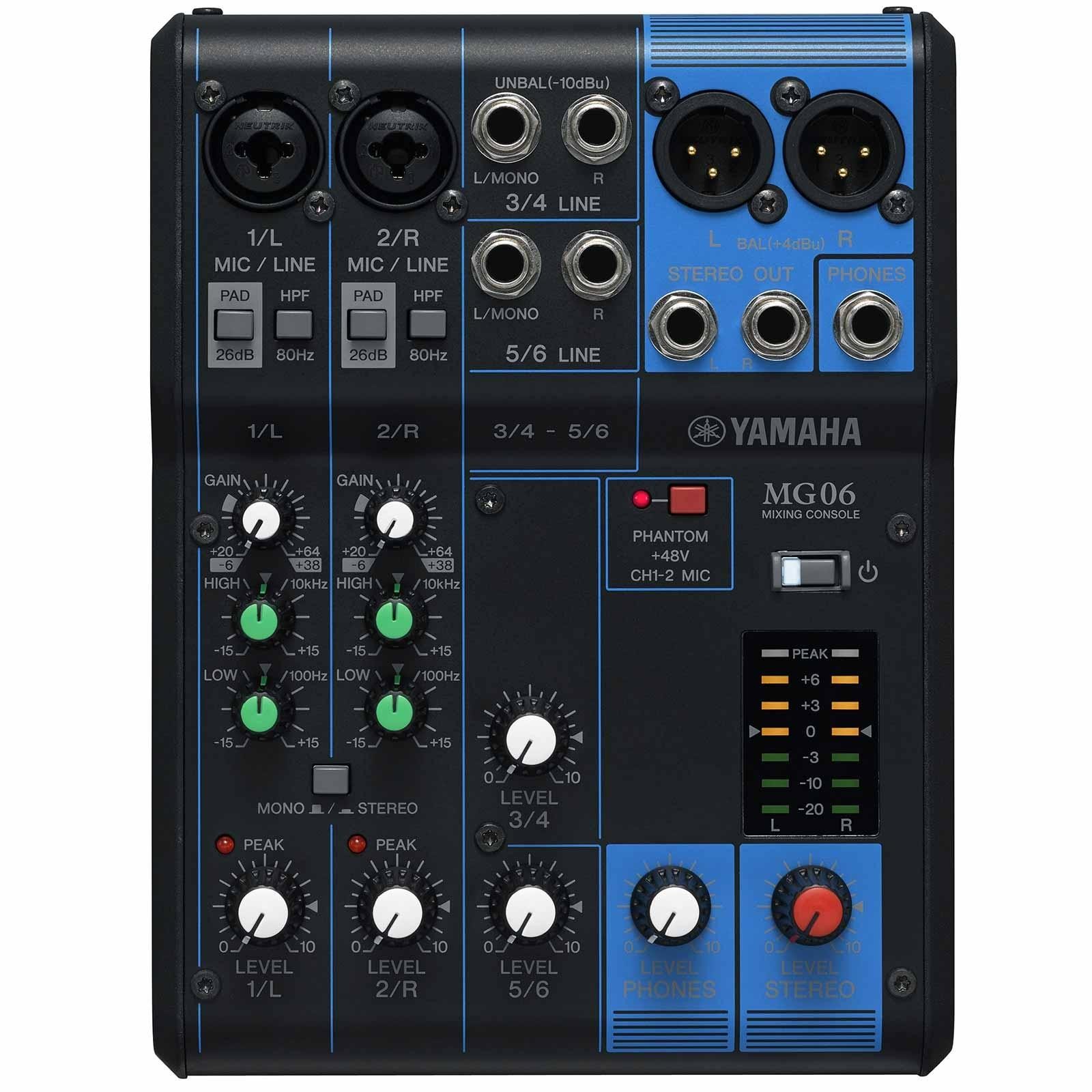 Yamaha MG06 6 Channel Live Studio Stereo Mixer w 48V Phantom Power
