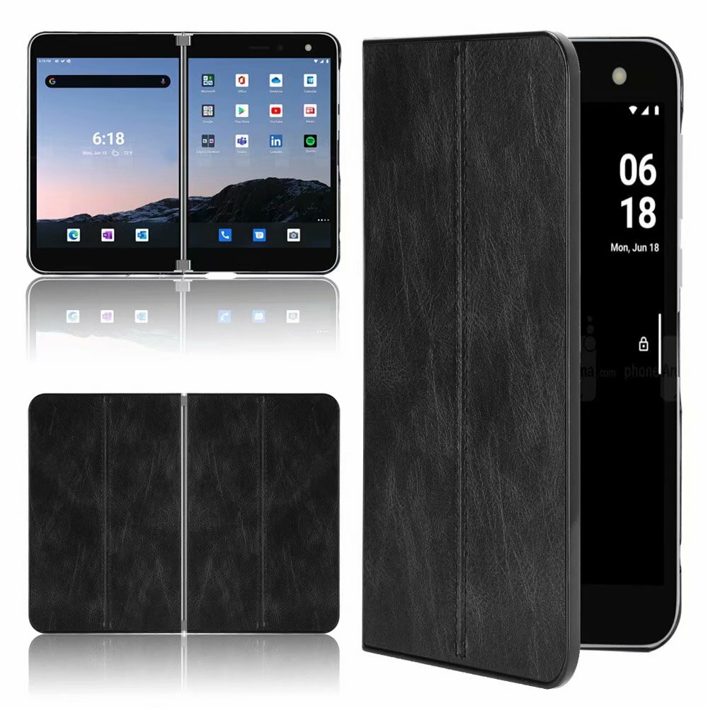 For Microsoft Surface Duo 2 Simple Car line Pattern Leather Shockproof Hard Case