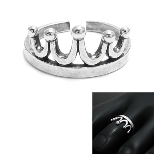 925 Sterling Silver Adjustable Tiara Crown Toe Ring