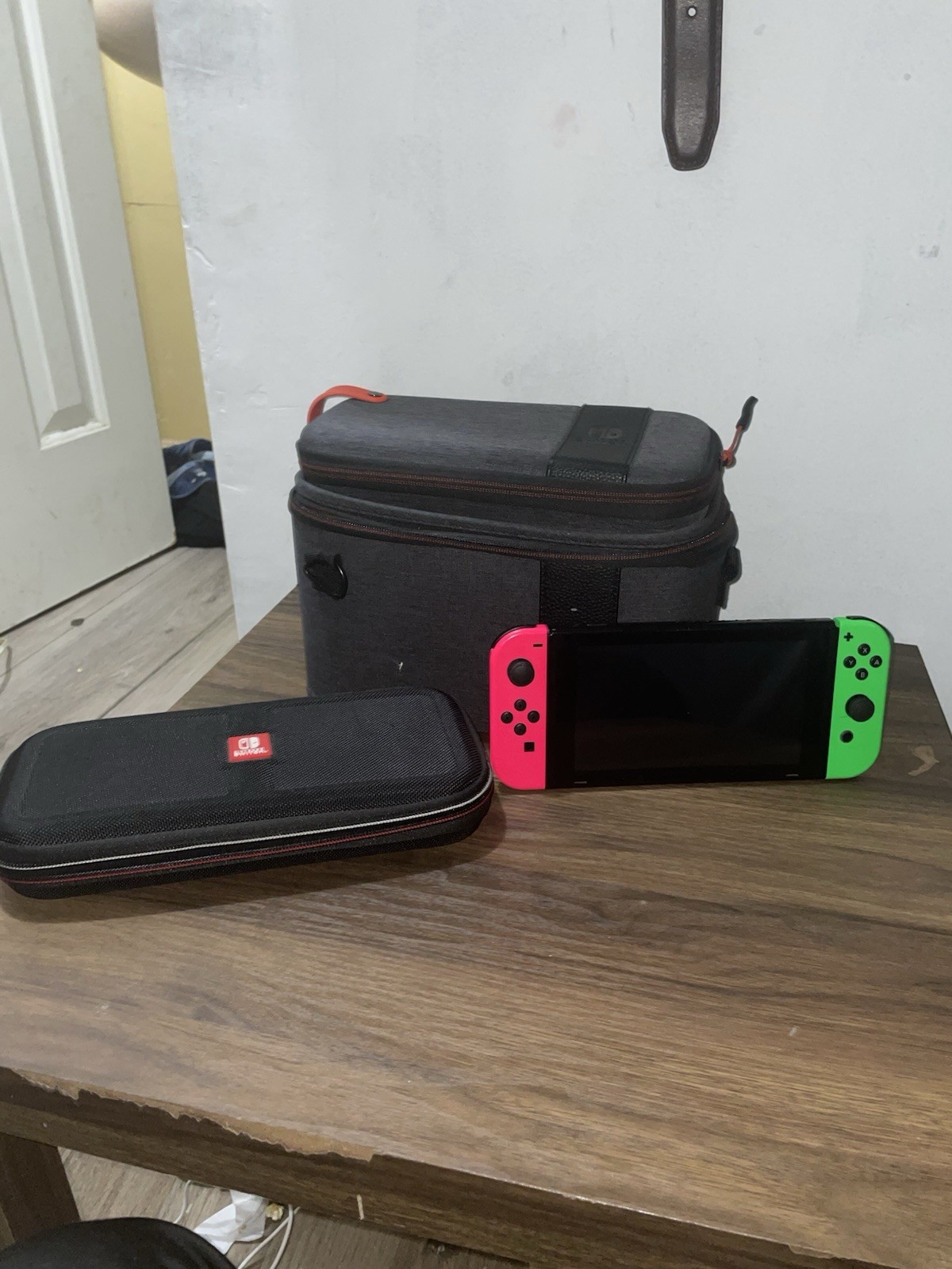Nintendo Switch HAC-001 Neon Red & Neon Green Joy-Con, Carrying Case, USB-C