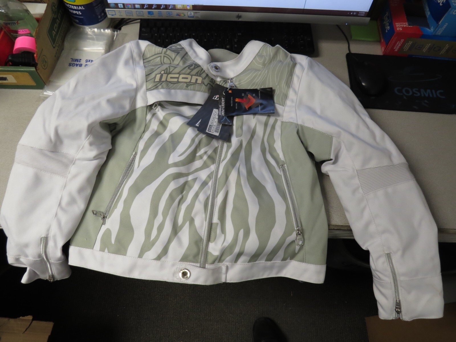 NOS Icon Womens White Hella 2 Textile Jacket 2013 Adult Medium 2822-0595