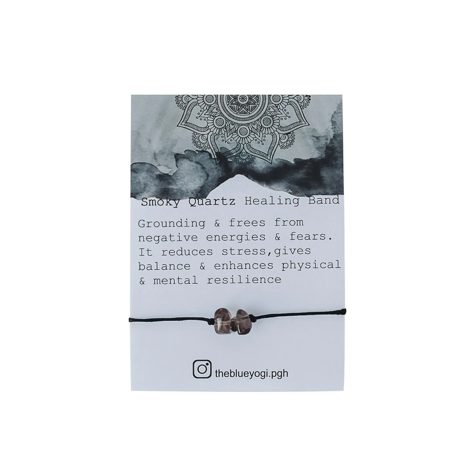 Raw Smoky Quartz Healing Band-Minimalist Tie Bracelet or Anklet with Affirmation