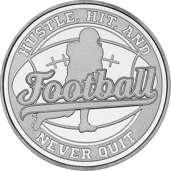 Football Player Pigskin Sport 999 Silver 1 oz Round Medal Gift Athlete Ounce