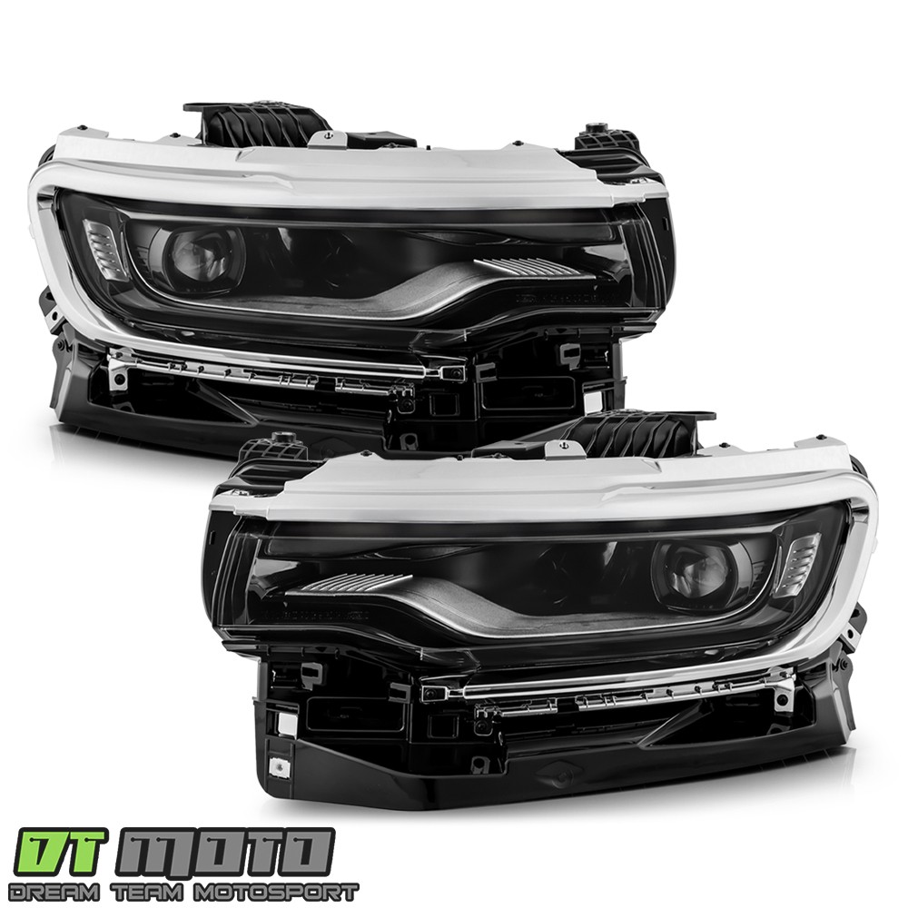 For 2022-2025 Jeep Wagoneer Chrome LED Single Projector Headlights Headlamps Set