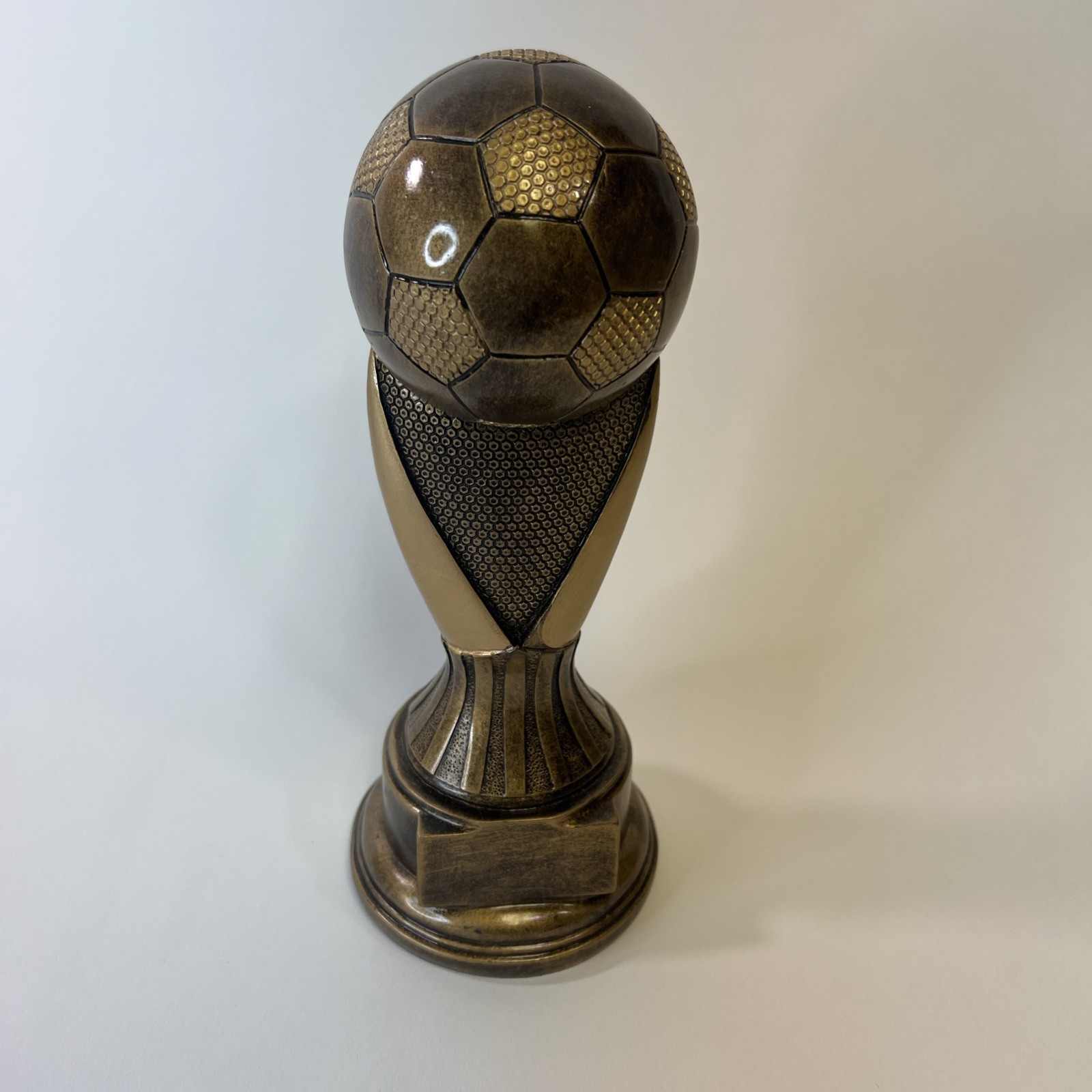 Resin Soccer Ball Bronze 10” Trophy Empty Plate Spot
