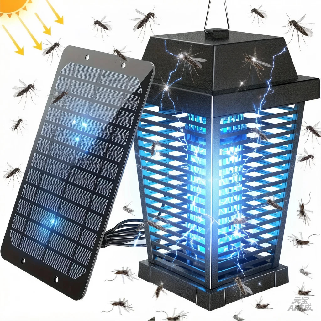 Solar Bug Zapper Outdoor, Mosquito Zapper Waterproof Electric Fly Zapper 4500V Y