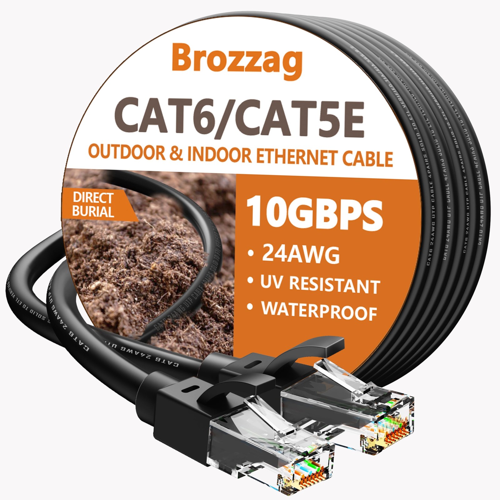 Ethernet Cable 50ft For Cat6/Cat5E, 40Gbps Support Cat8/Cat7, 24AWG Network C...
