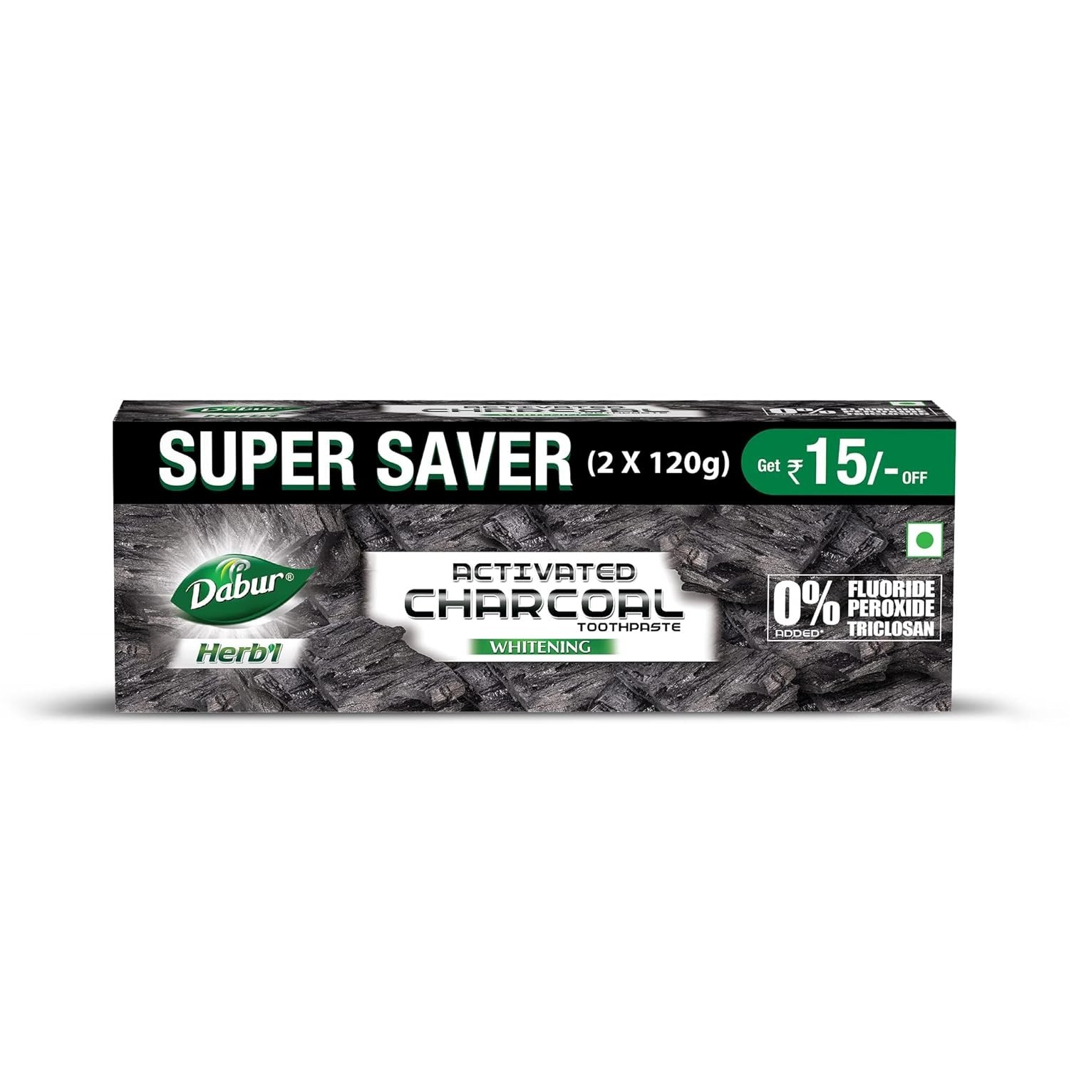 DABUR Herb'L Activated Charcoal Toothpaste 240G 120Gm x2, Pack of 2