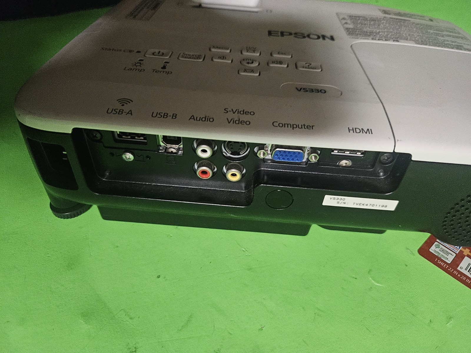 EPSON VS330 H555A LCD Projector hdmi 2851h