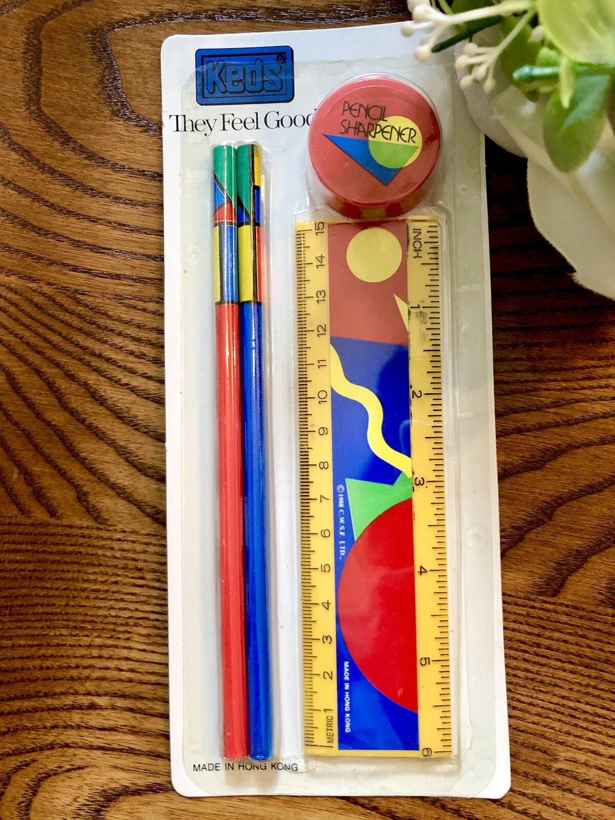 A 80’s Keds Pencil Set Rare Includes Sharpener And Ruler Cool Graphics Hong Kong