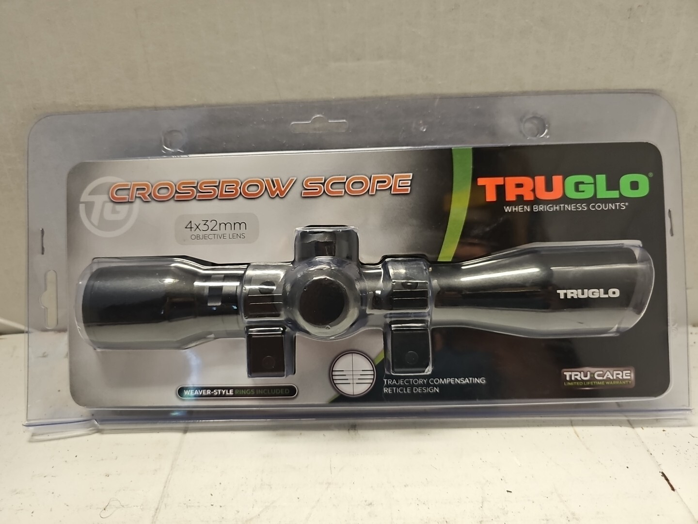 Truglo 4X32mm Compact Crossbow Scope w/Weaver Style Rings Matte Black TG8504B3