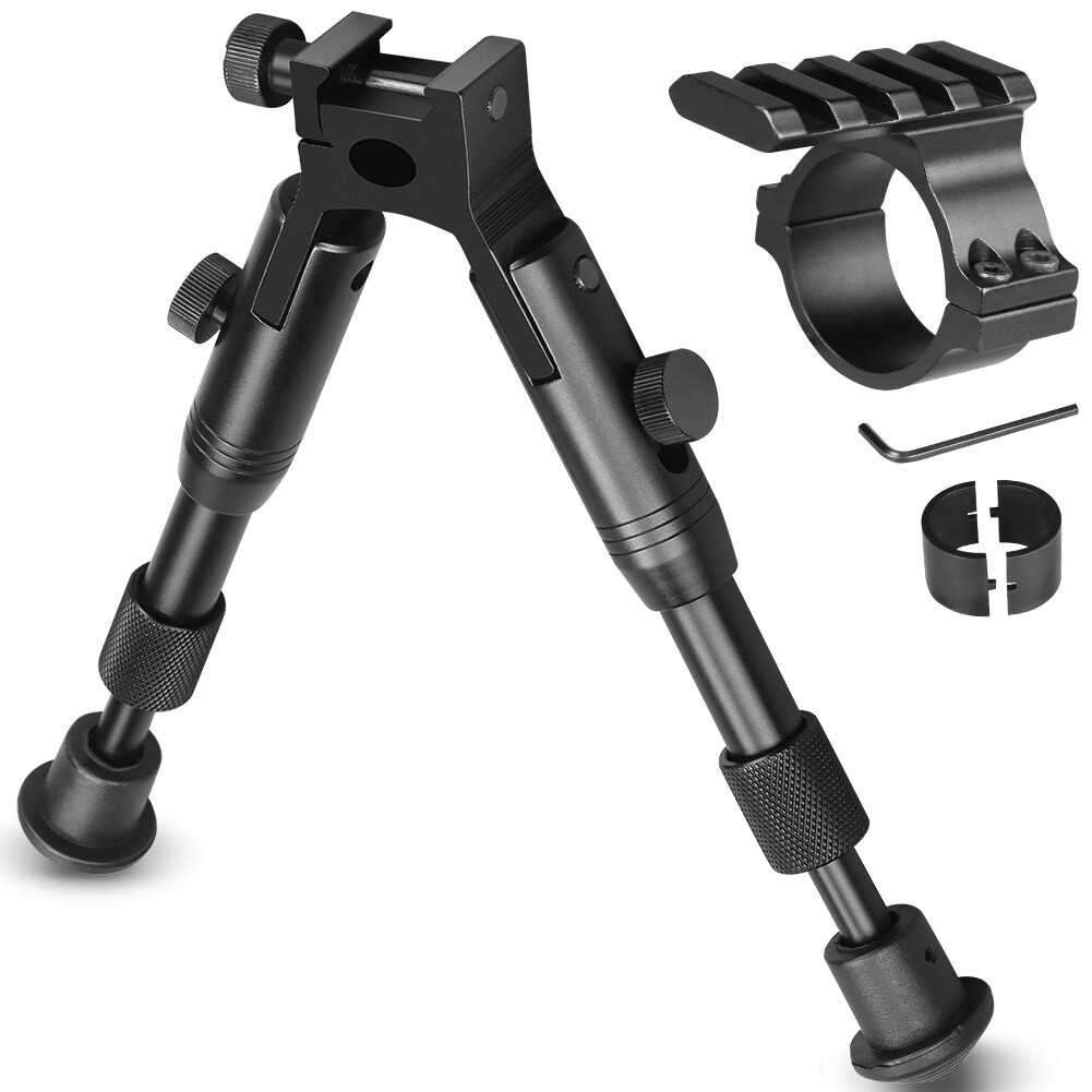 6 Inches Tactical Rifle Bipod Adjustable Spring Return 20mm Rail Adapter Mount