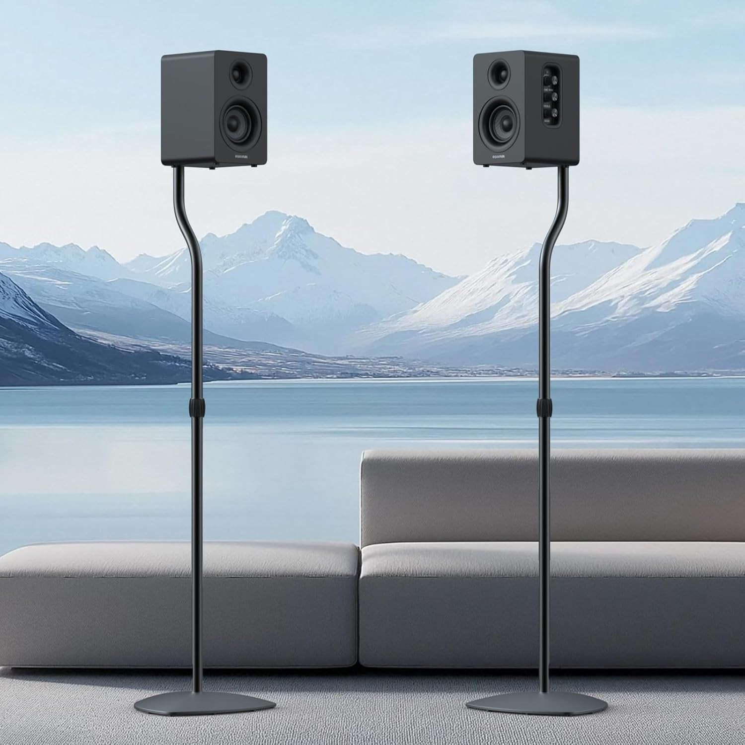 Universal Speaker Stands (Pair): Adjustable 28-38in, Surround Sound for Home The