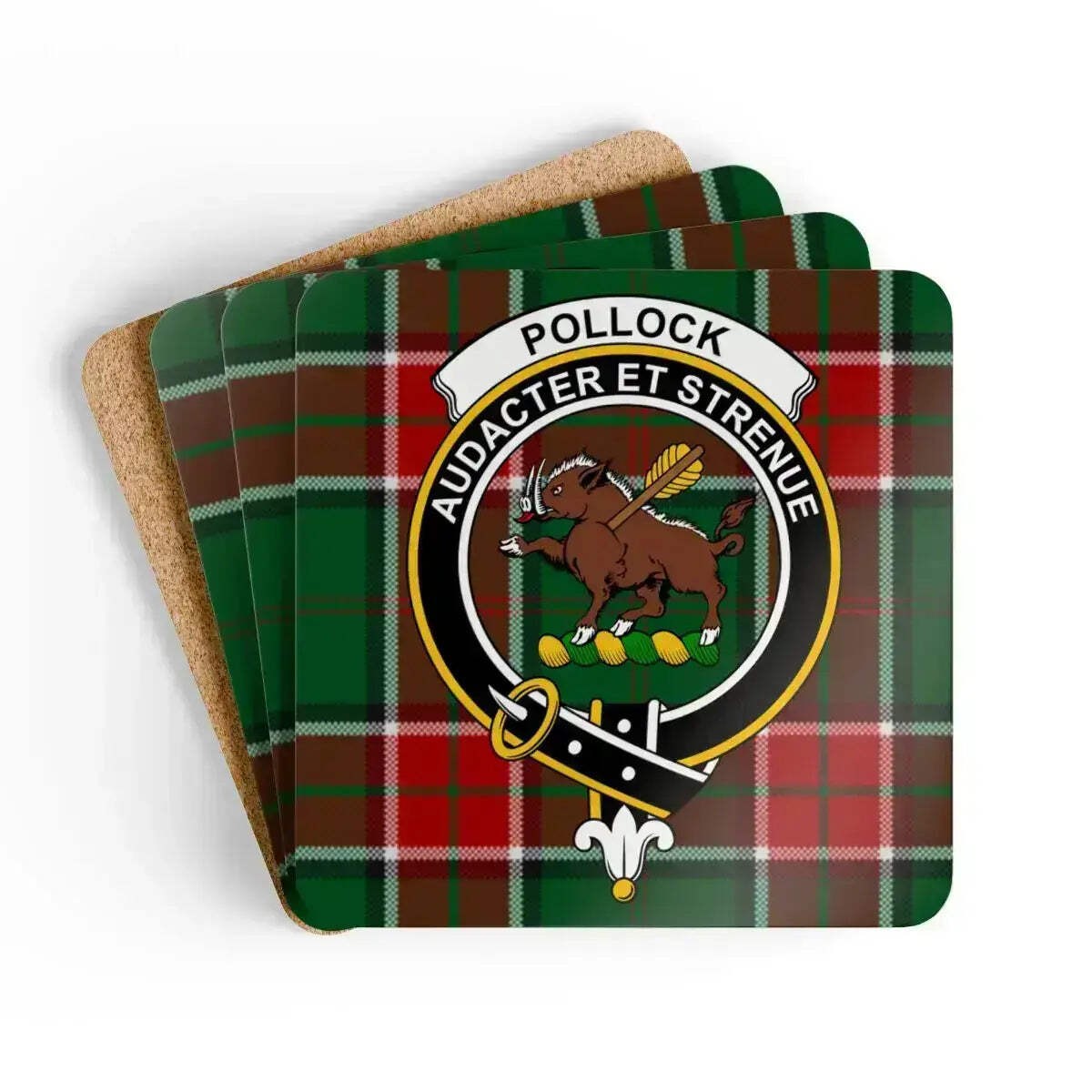 Clan Pollock Crest Tartan Coaster Set – Scottish