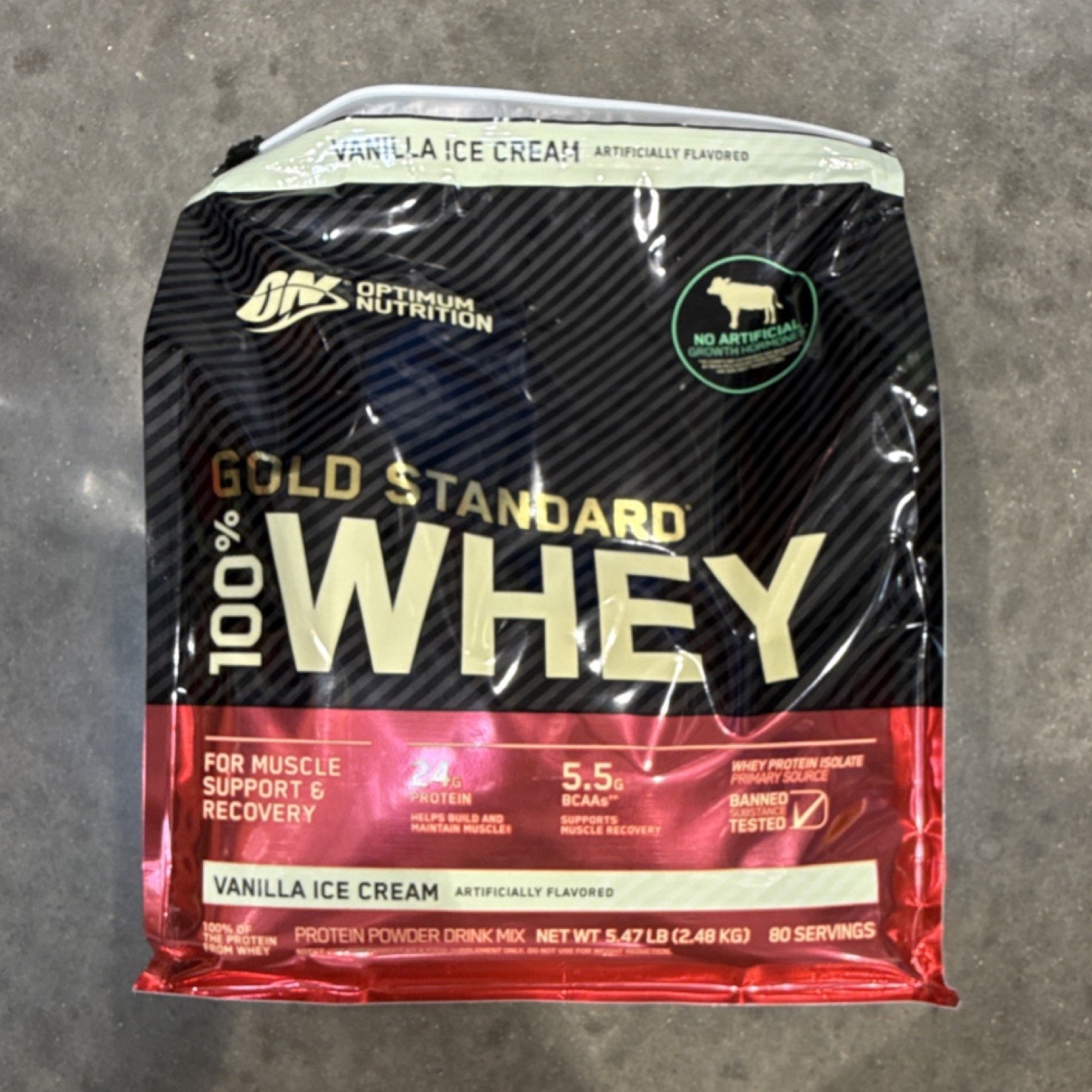 Optimum Nutrition Gold Standard Whey Vanilla Ice Cream 5.47 lb Gluten Free 80 S…