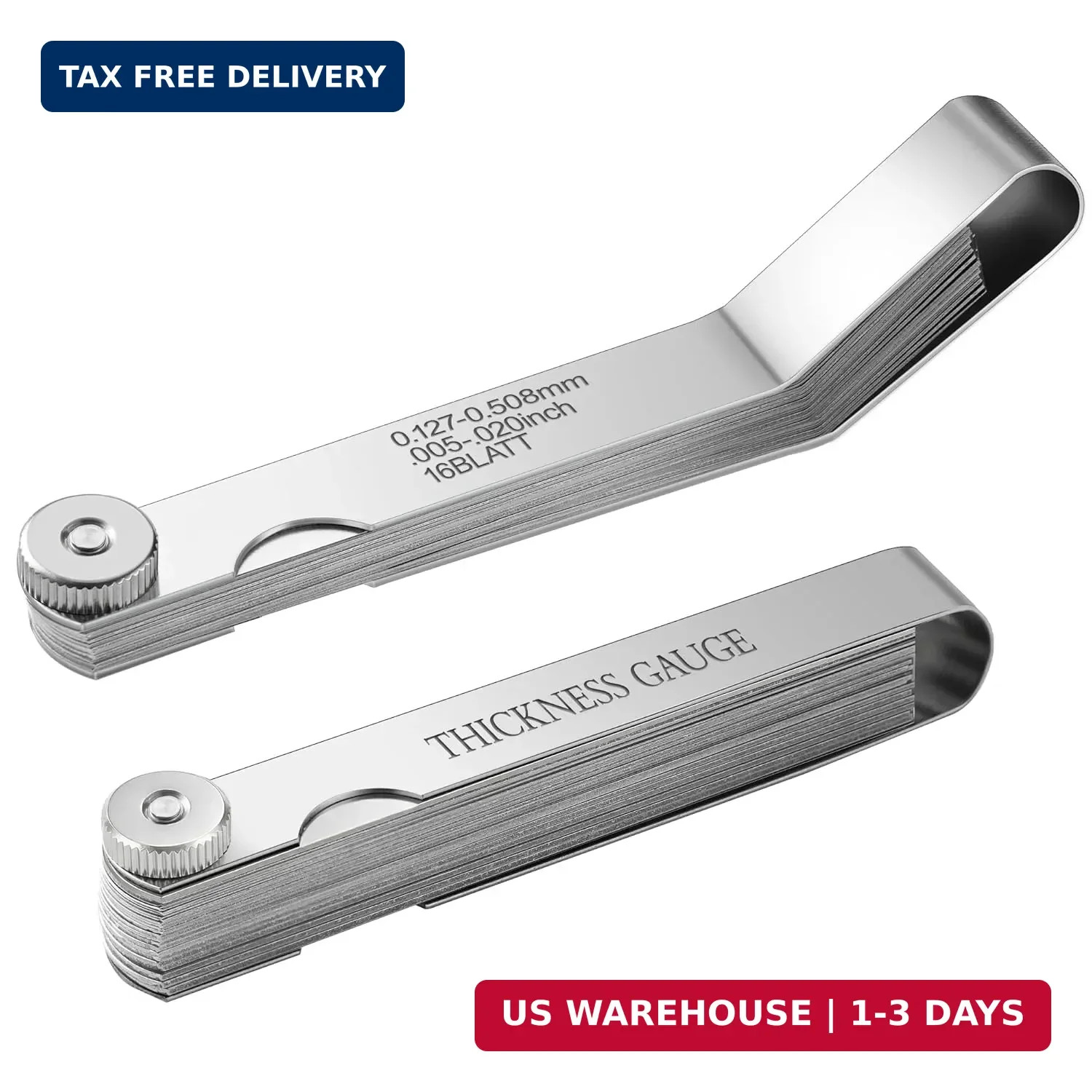 2PCS Feeler Gauge Set Stainless Steel 32 Straight & 16 Offset SAE Metric