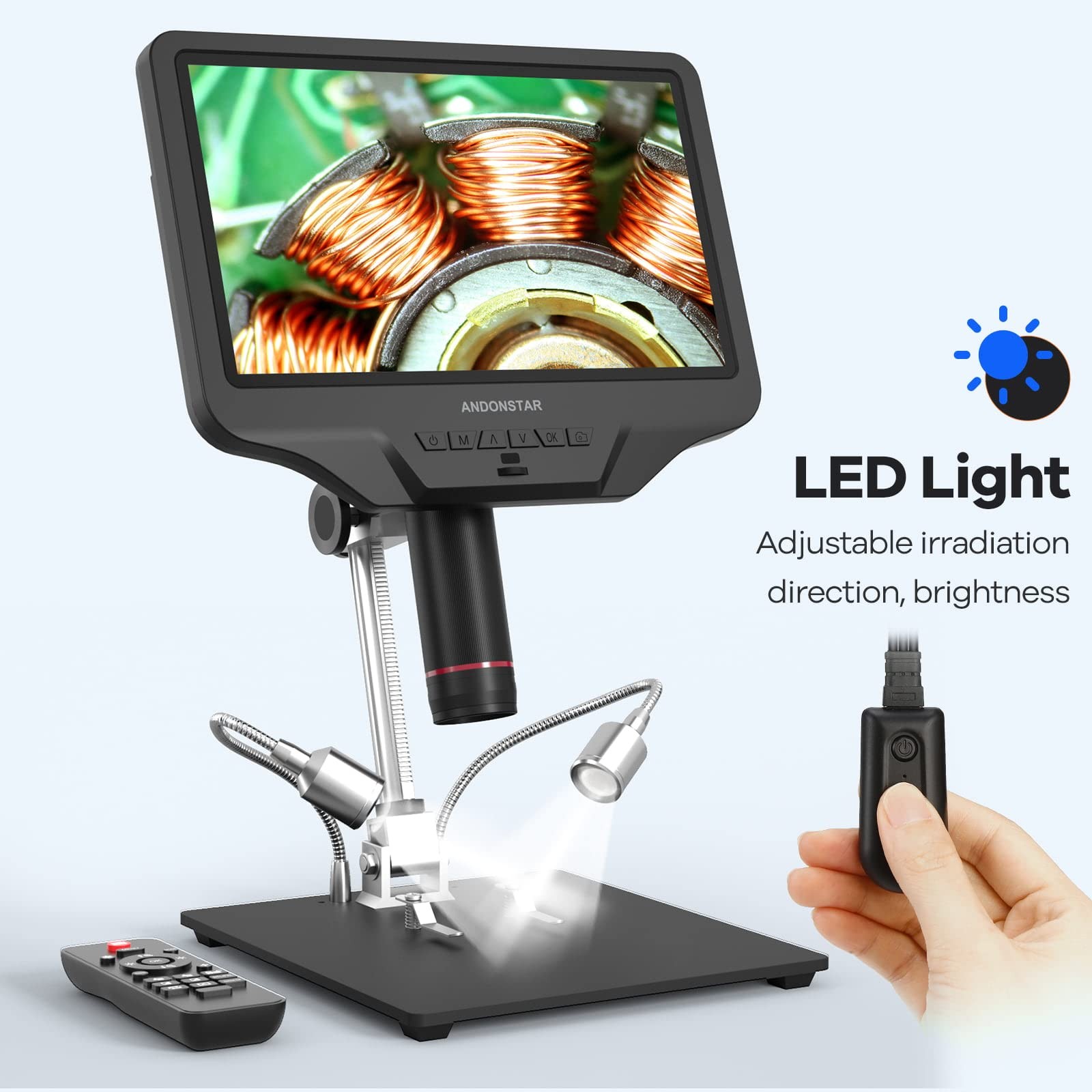 AD409 HDMI Digital Microscope, 10.1 inch LCD Screen Soldering Microscope, 300...