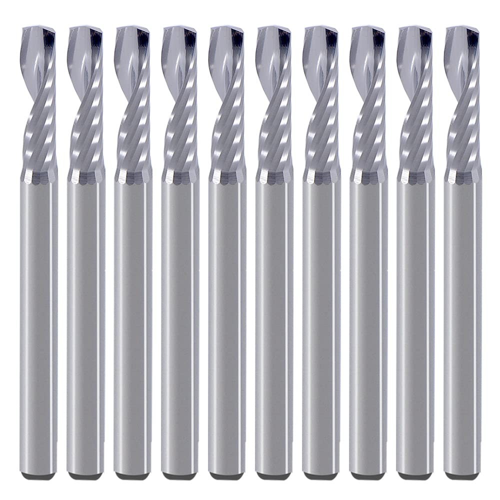 1/8 inch Shank,Single Flute (O Flute) Up Cut Spiral Router Bits End Mill Cutter,