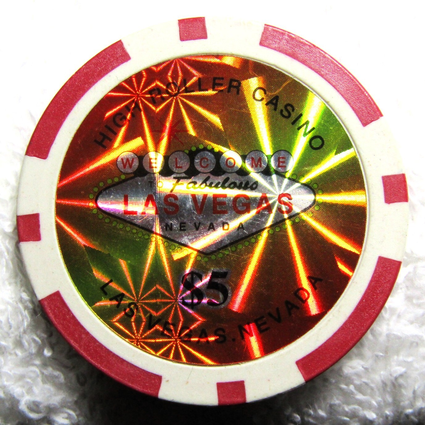 Authentic High Roller Casino Fabulous Las Vegas Nevada Red $5 Poker Chip