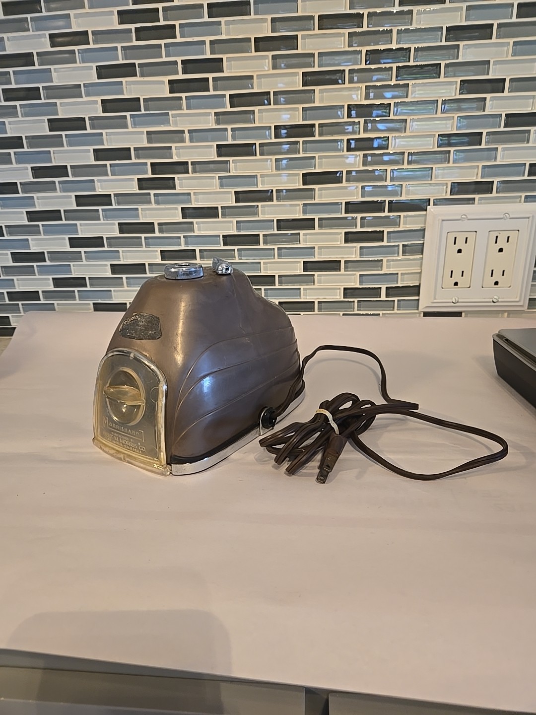 VTG MORRISHARP Bakelite? Electric Pencil Sharpener Art Deco Office TESTED WORKS