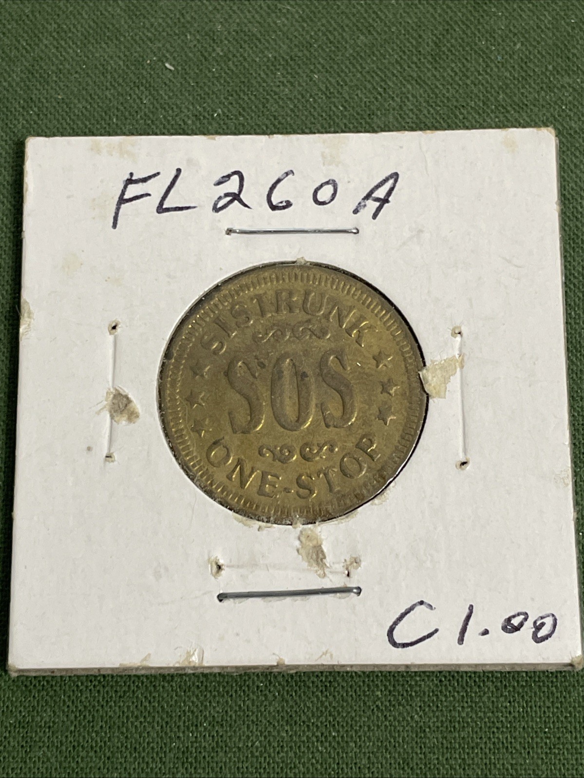 Obsolete Sistrunk SOS One Stop Car Wash Token Fort Lauderdale Florida FL-260-A