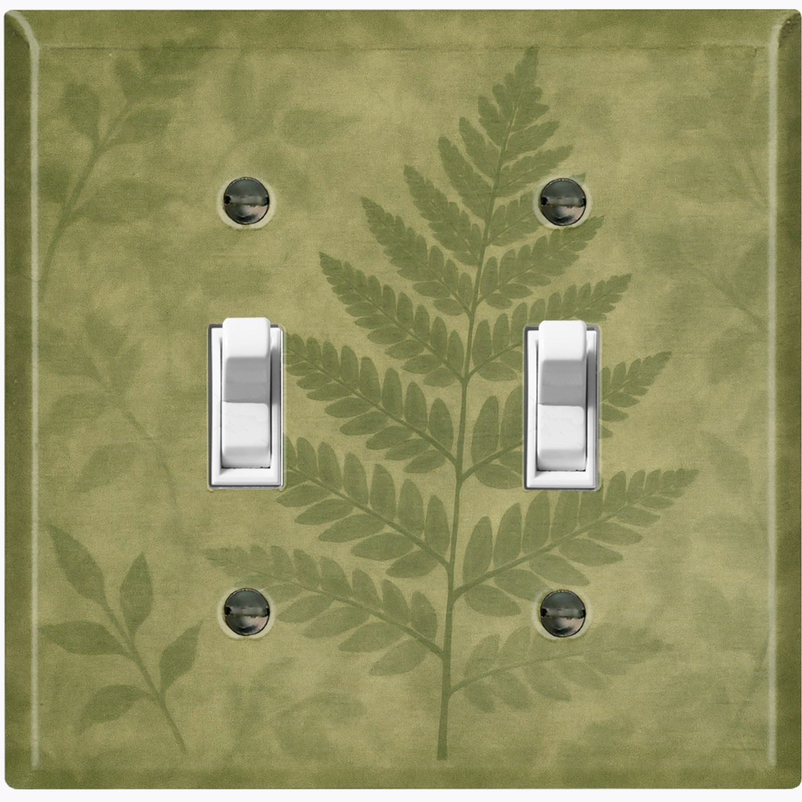 Metal Light Switch Outlet Cover Wall Plate Rustic Green Botanical Leaves FWR468
