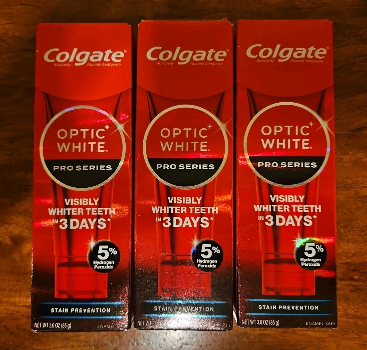 3 Colgate Optic White Pro Series Stain Prevention Hydrogen Peroxide Toothpaste