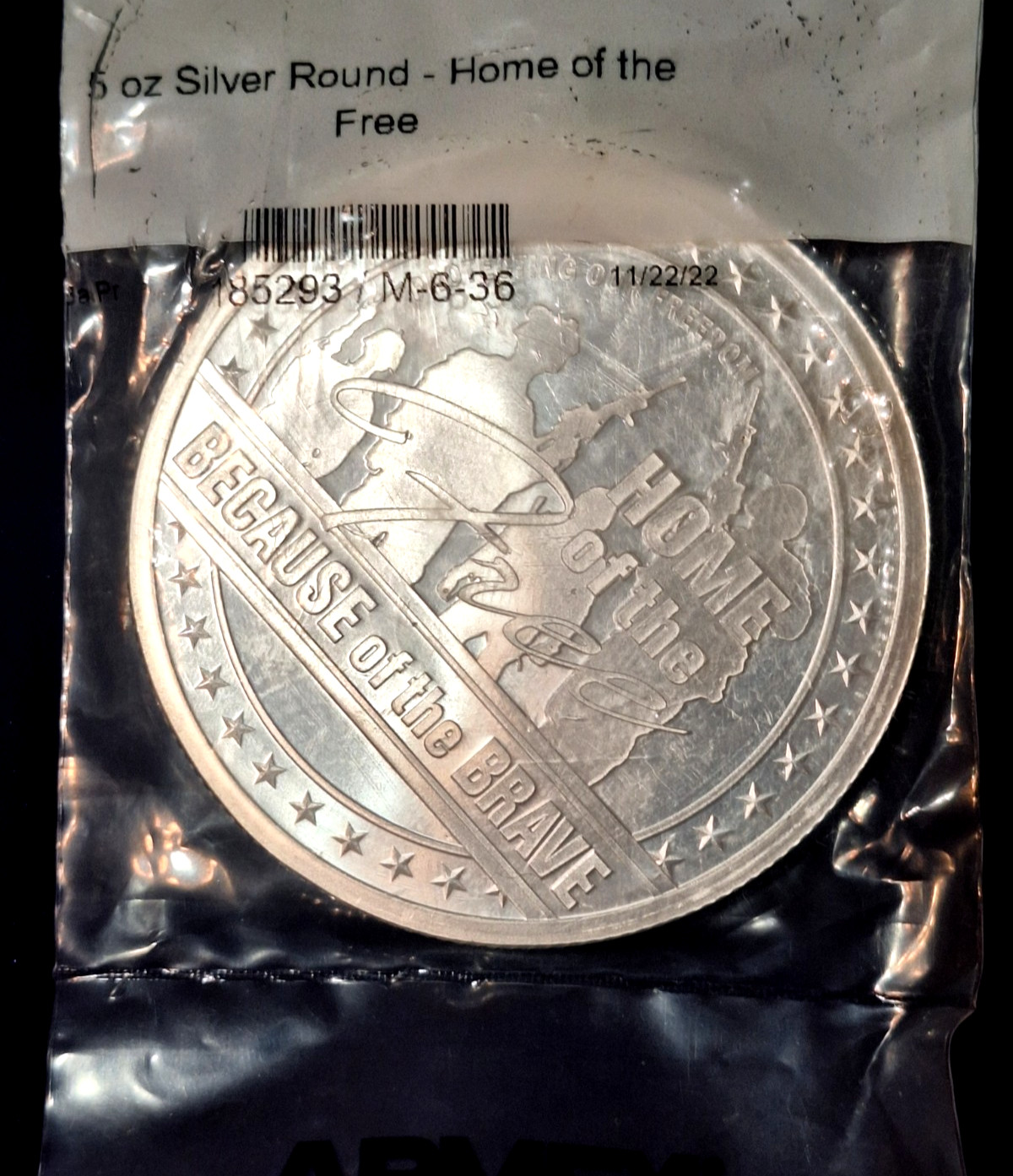 5 oz GSM Home of the Free - Collectible Art .999 Silver Round - New in Package