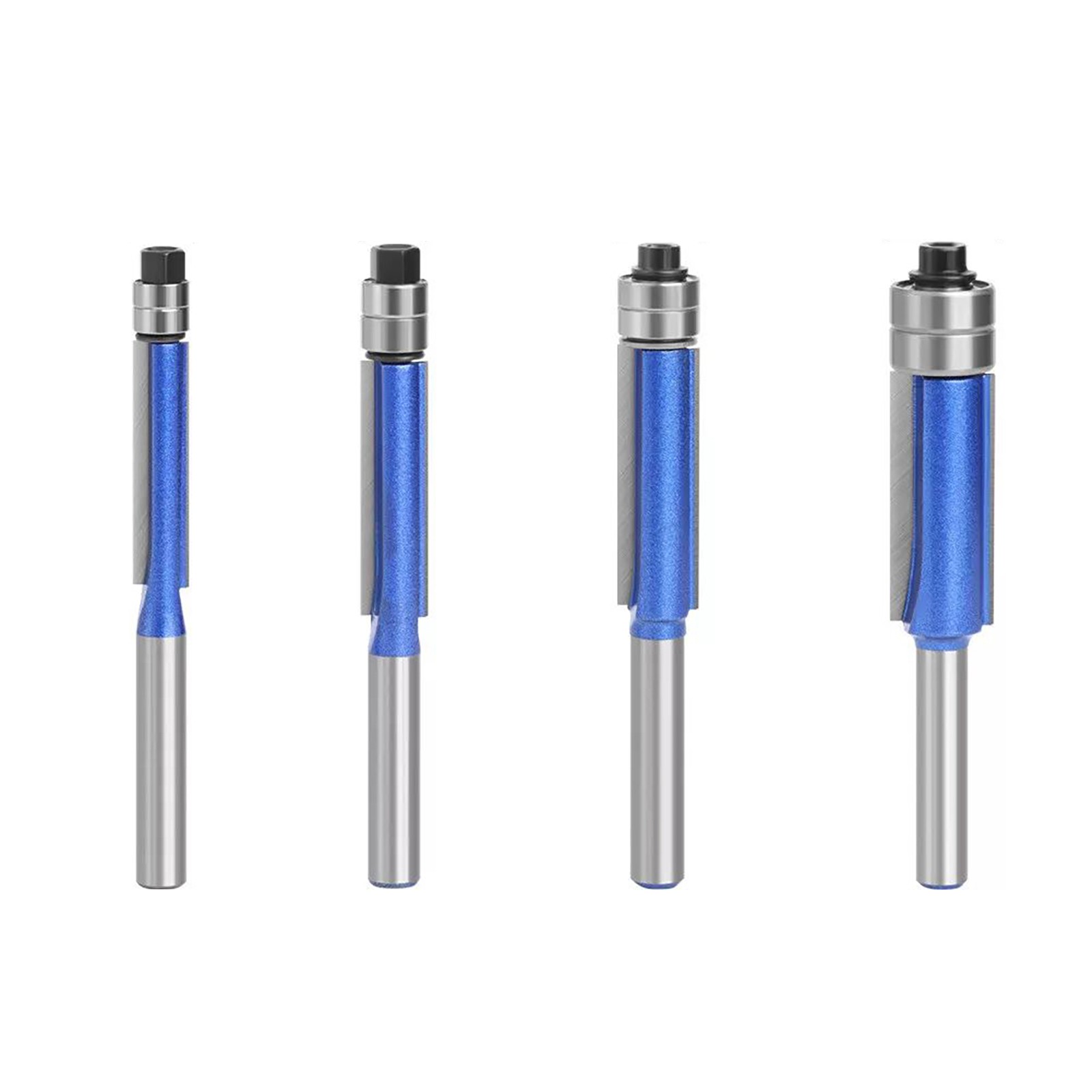 4x 1/4" Shank Straight Flush Trim Router Bit Set Woodworking Template Cutter