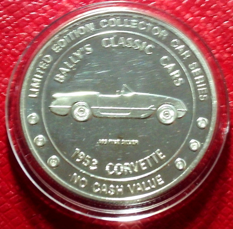 1953 Corvette-Bally's Park Place Classic Cars Round 1 oz. .999 Silver-Limited