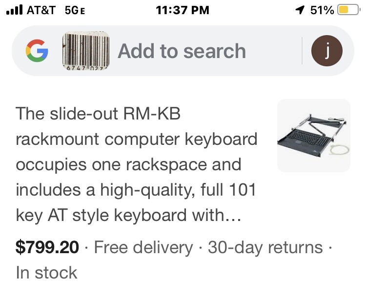 Middle Atlantic RM-KB 1RU Space Sliding Shelf Computer Keyboard retails $800