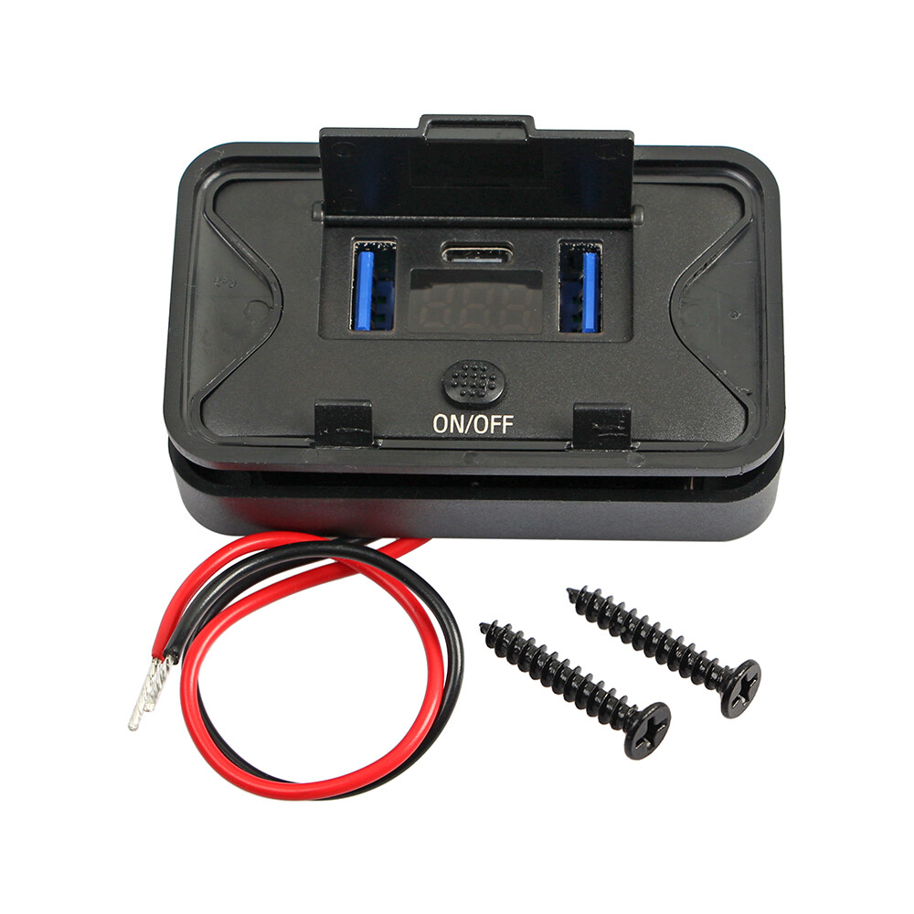 QC3.0 & PD Dual USB 12V-24V Car Fast Charger Socket Power Outlet On-Off Switch